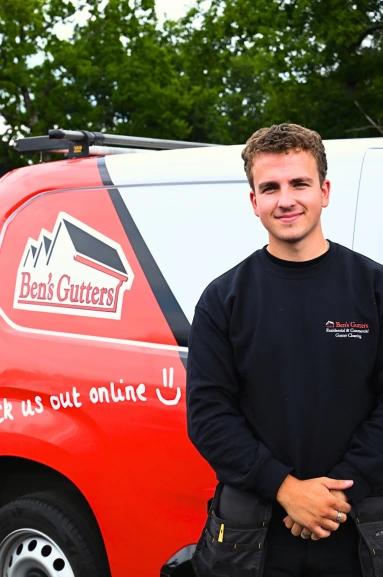 Our local gutter cleaner in Staffordshire standing beside company vehicle